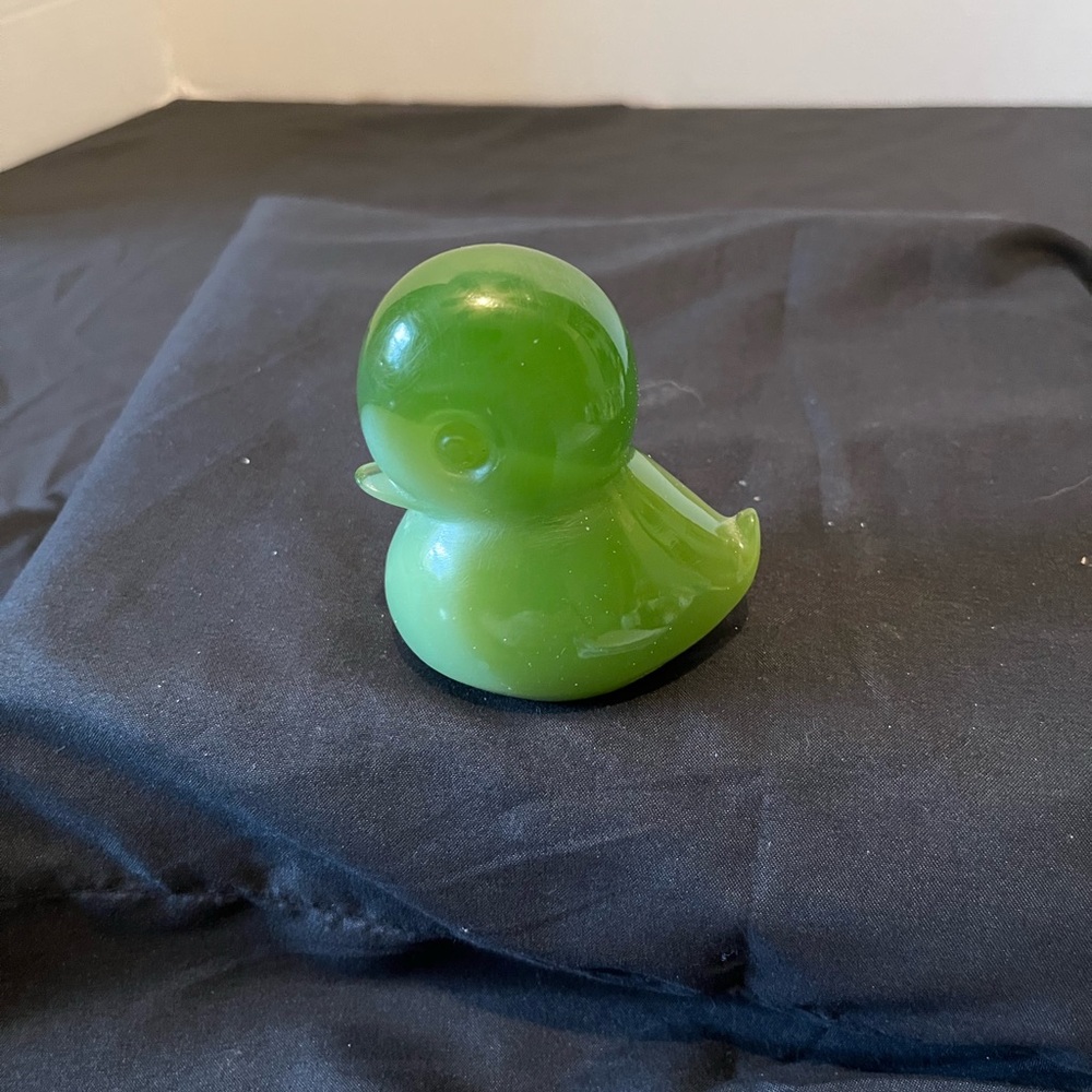 Vintage Wony Faux Jade Green Duck Figurine